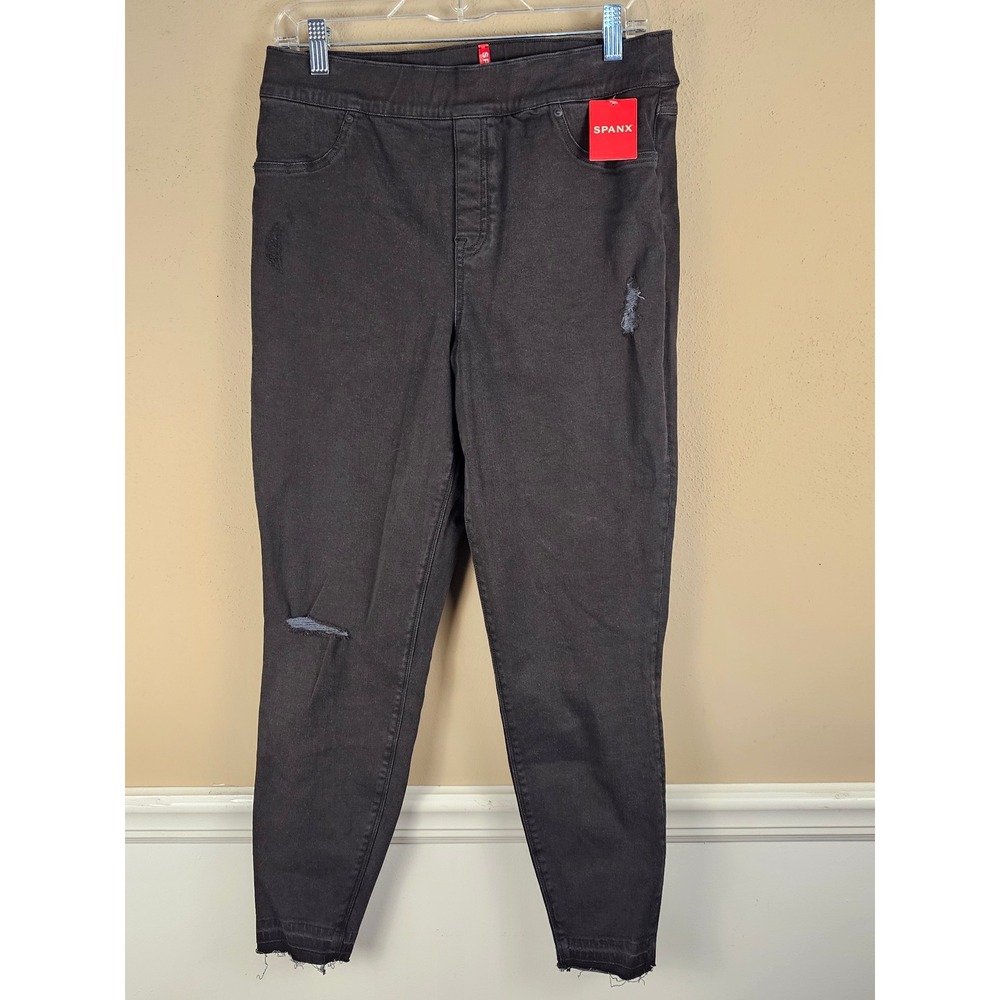 NWT Spanx Womens Black Distressed Skinny Jeans XL